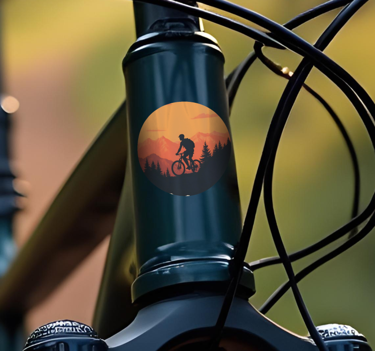 Oranje zonsondergang fiets sticker - TenStickers