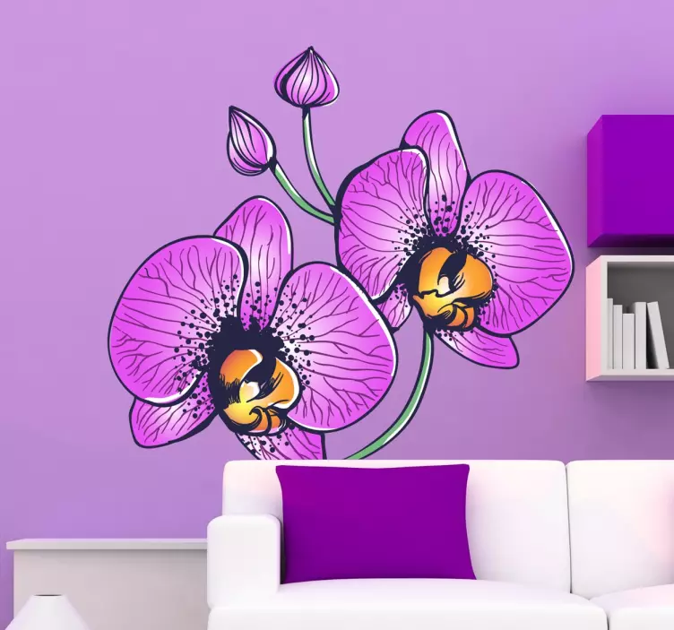 Orchidee paarse bloemen muursticker - TenStickers