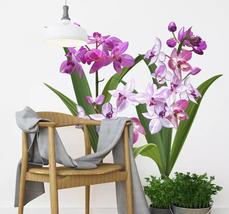 Orchideeën bloemstuk bloemen muursticker - TenStickers