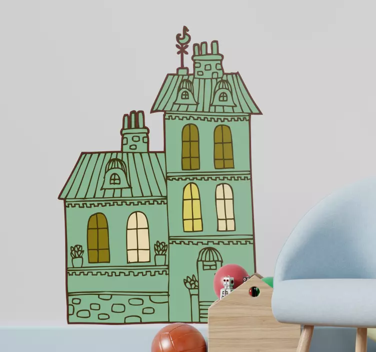 Ouderwetse huis sticker - TenStickers