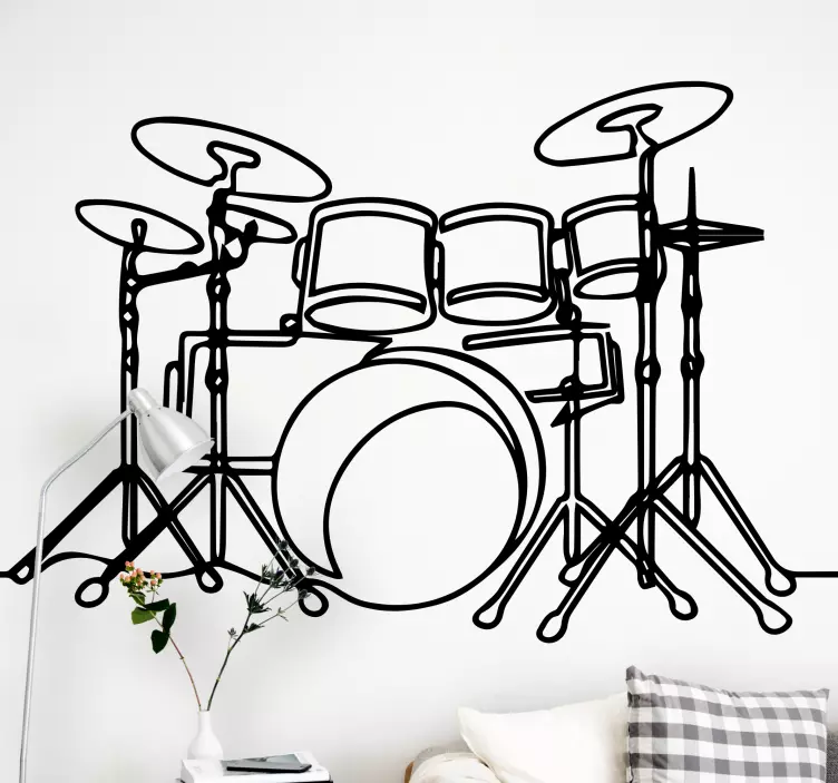 Overzicht drumstel muziek sticker - TenStickers