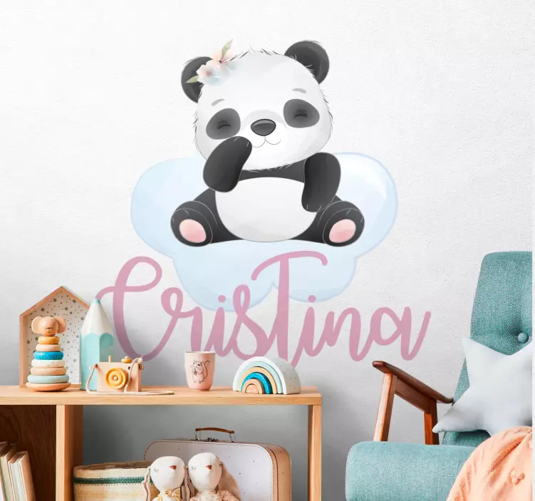 Sticker baby panda met naam - TenStickers