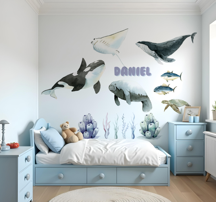 Pastel oceaan tafereel muursticker - TenStickers