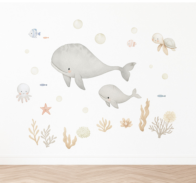 Pastel zeedieren muursticker kinderkamer - TenStickers