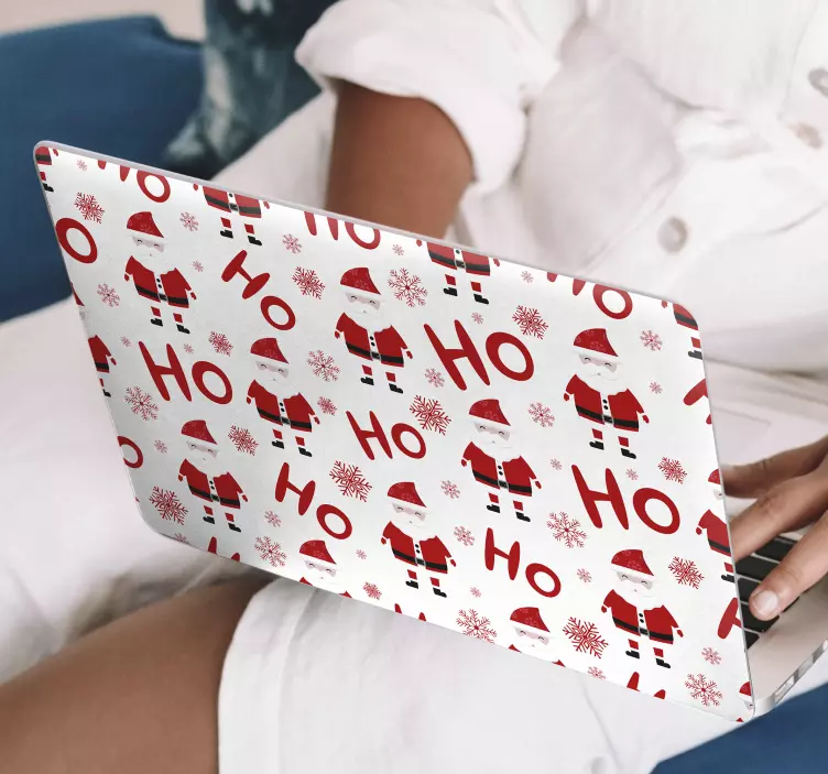 Patroon van de kerstman laptop sticker - TenStickers