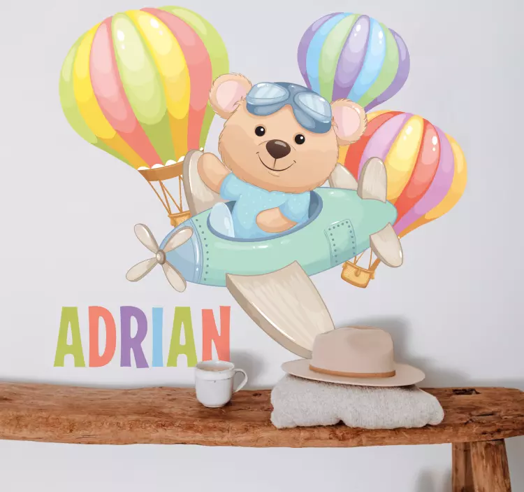 Piloot berenavontuur sticker kinderen - TenStickers