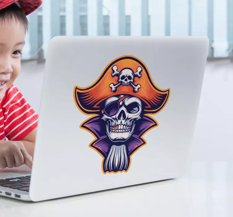 Piratenschedel gezicht laptop sticker - TenStickers