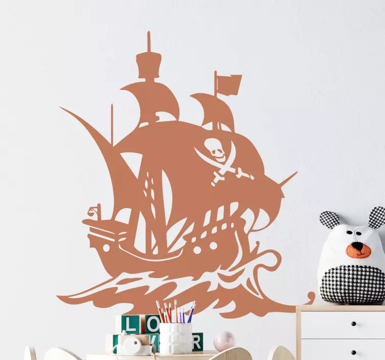 Piratenschip kinderen illustratie zelfklevende sticker - TenStickers