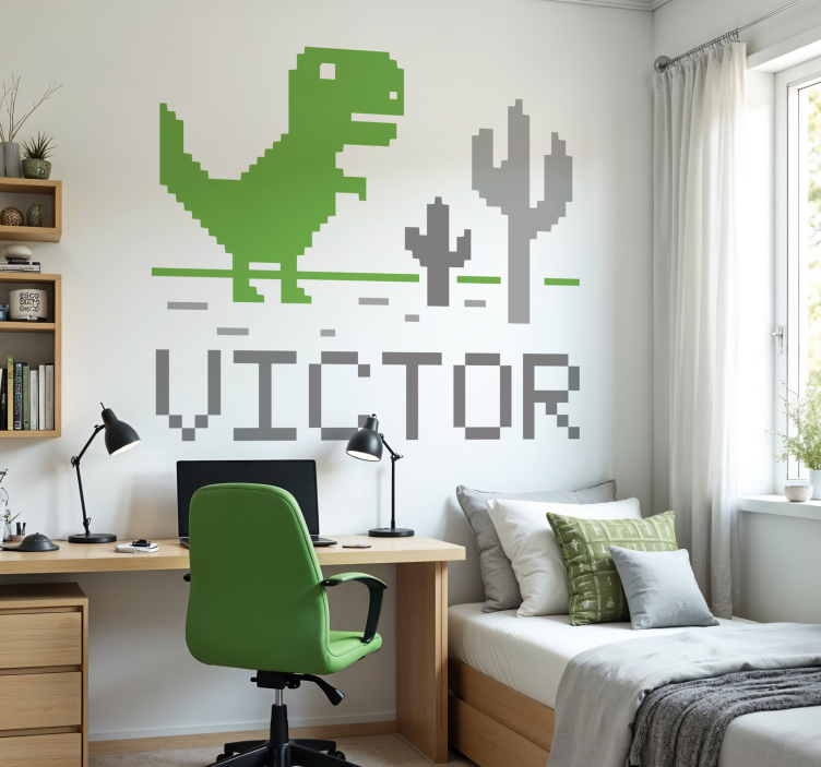 Pixelspel dino muursticker - TenStickers