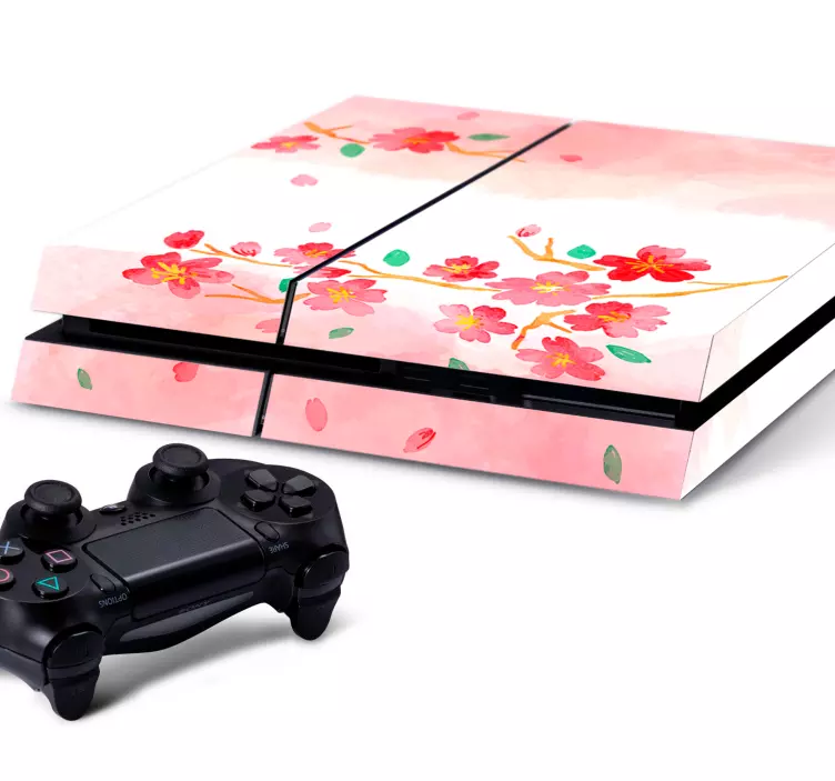 Playstation skin roze bloemen - TenStickers