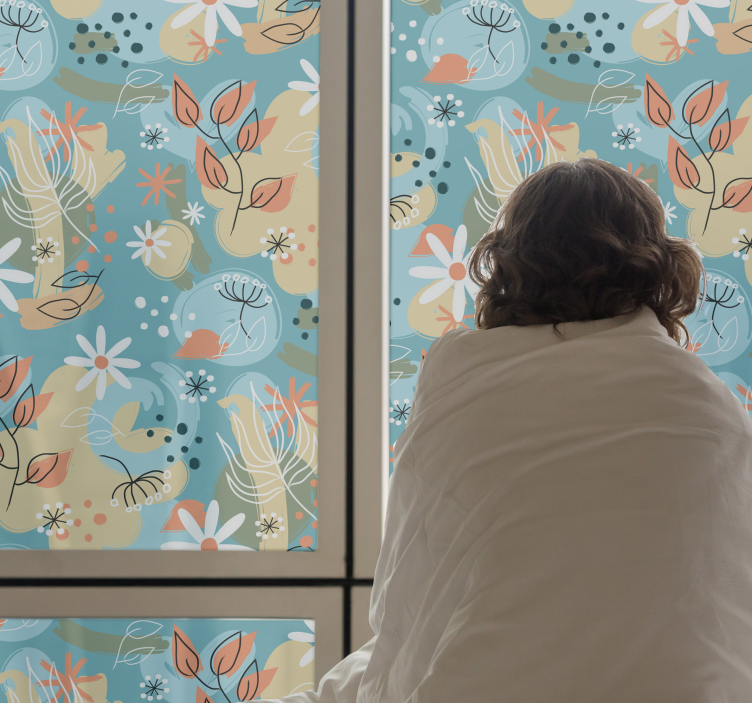 Privacy folie raam abstracte platte bloemen achtergrond - TenStickers