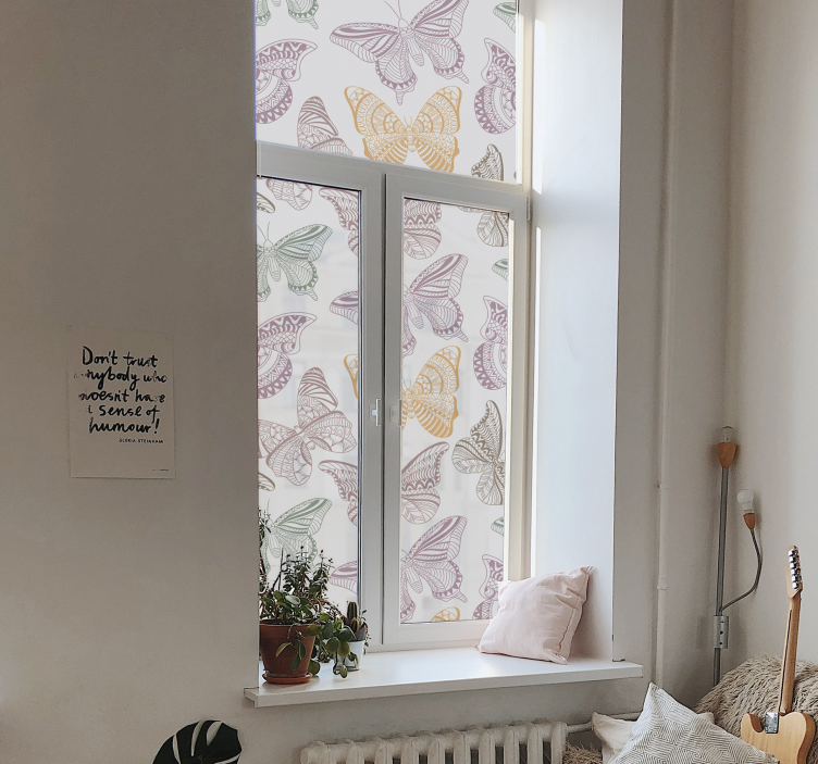Privacy folie raam gekleurde siervlinders - TenStickers