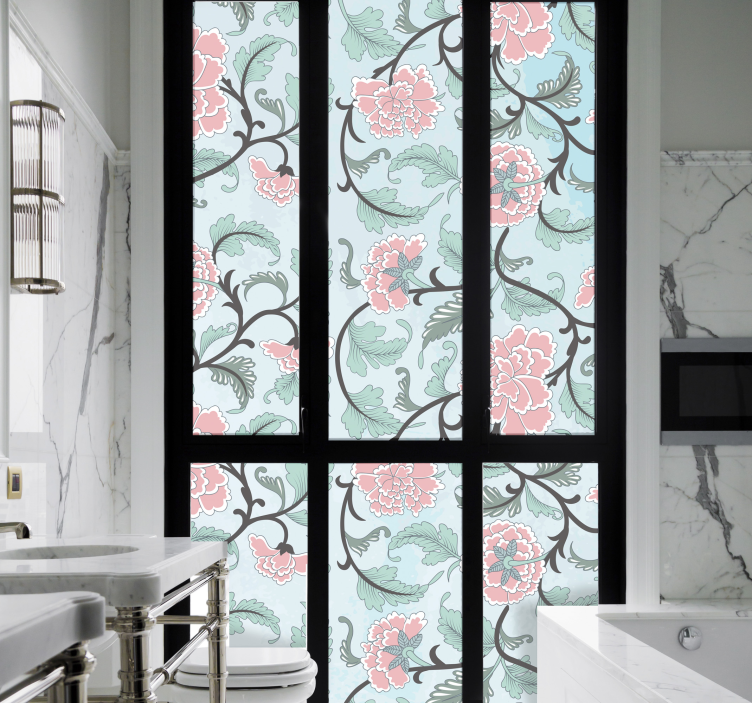 Privacy folie raam met japans bloemen - TenStickers