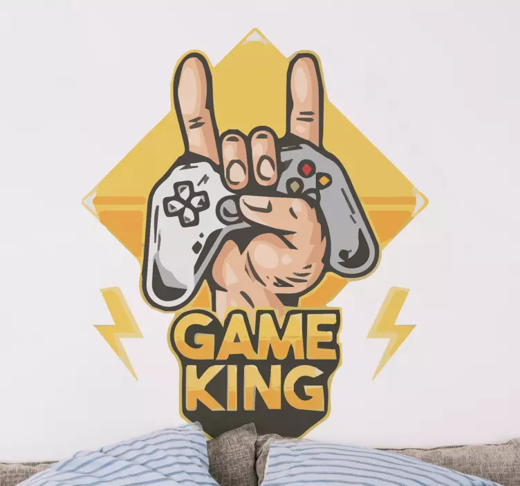PS stickers Handspel koning met moderne gamepad - TenStickers