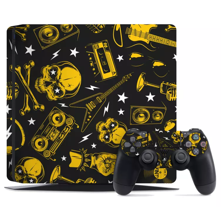Ps4 sticker schedels en gitaren - TenStickers