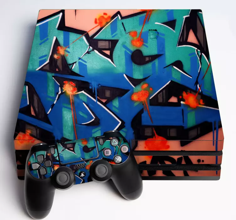 Ps4 sticker vibrant graffiti patroon - TenStickers