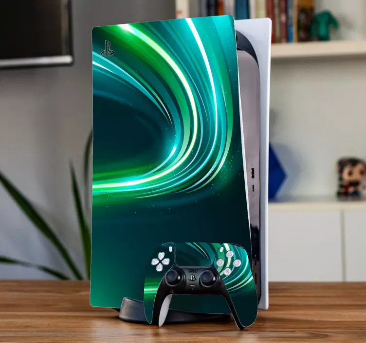 Ps5 sticker dynamische groene draaikolken - TenStickers