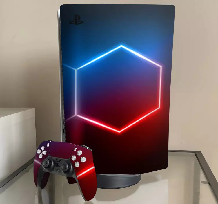 Ps5 sticker hexagon lichtpatroon - TenStickers