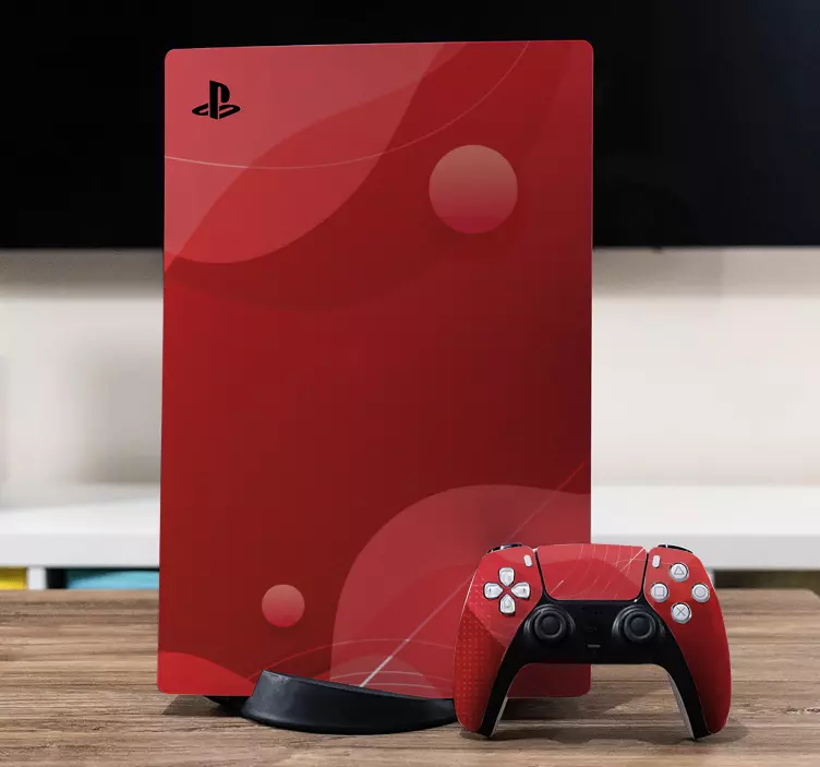 Ps5 sticker strak rood ontwerp - TenStickers