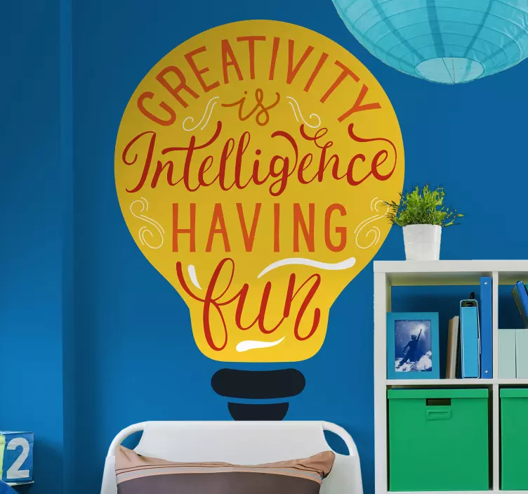 Quotes sticker creativiteit is intelligentie met plezier - TenStickers