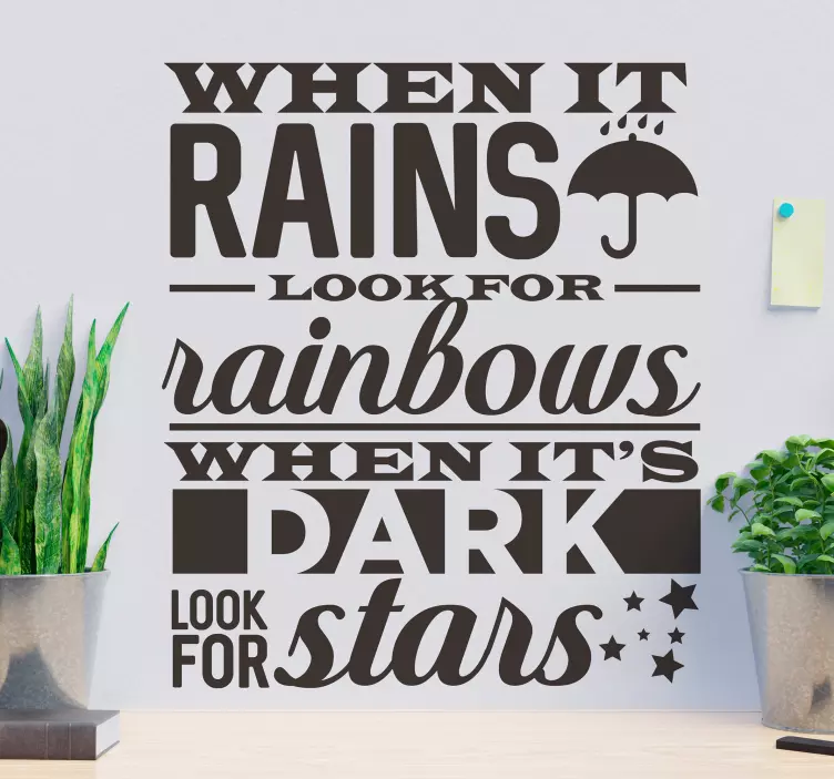 Quotes sticker kijk naar regenbogen en sterren - TenStickers