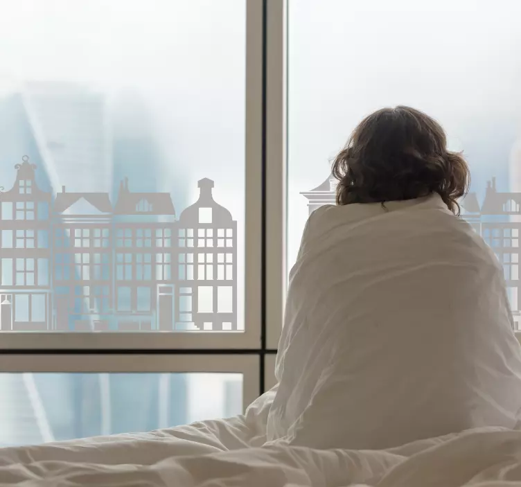 Raamfolie huisjes langs gracht - TenStickers