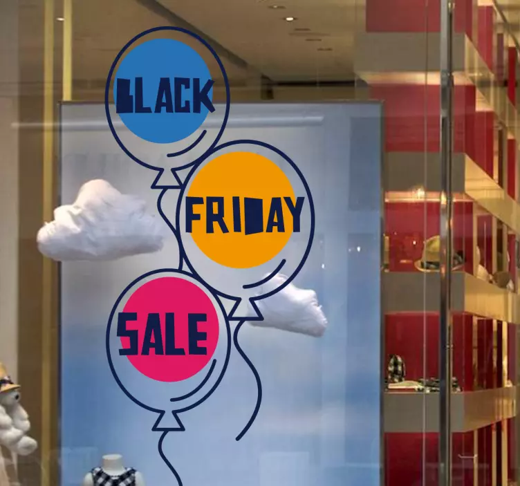 Raamsticker Black Friday ballonnen - TenStickers