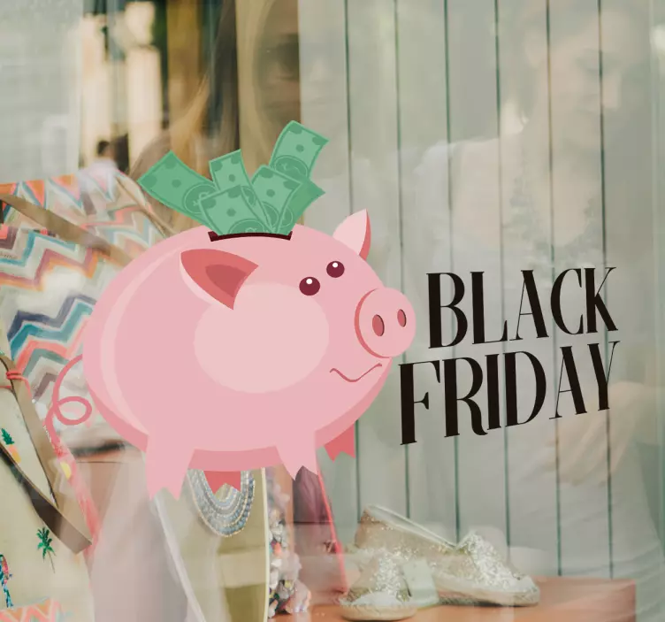 Raamsticker Black Friday spaarvarken - TenStickers