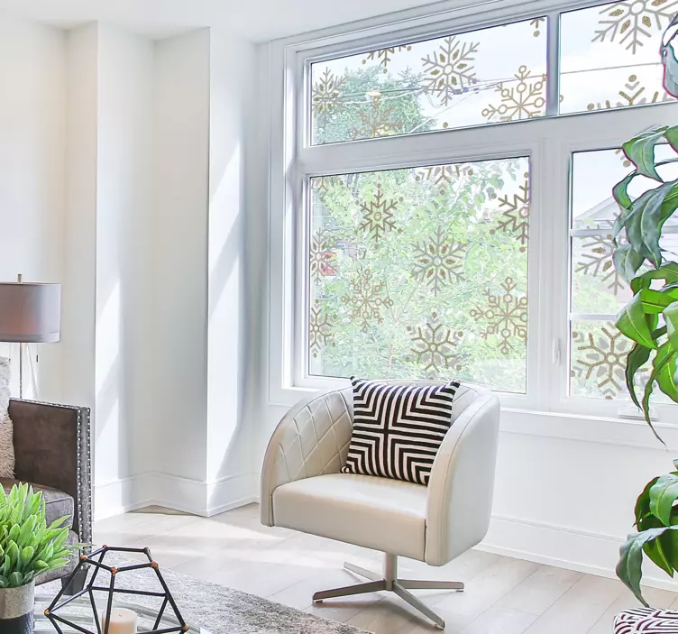 Raamsticker gouden sneeuwvlokken set - TenStickers