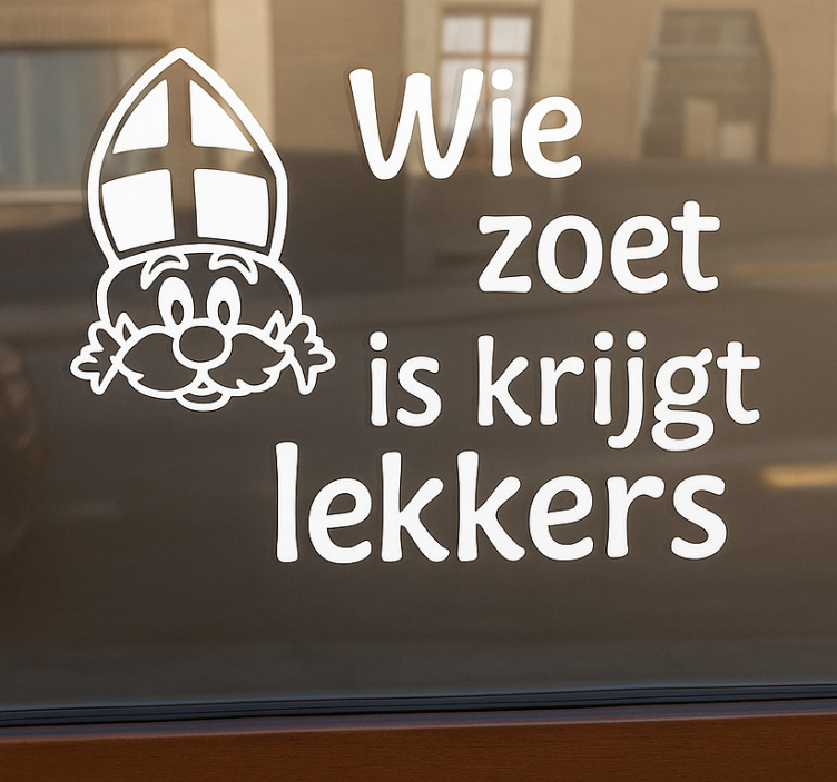 Raamsticker wie zoet krijgt lekkers sinterklaas sticker - TenStickers