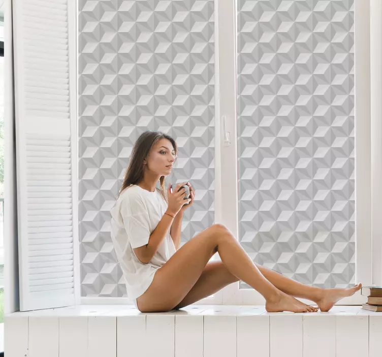 Raamstickers vierkanten in 3d grijs - TenStickers