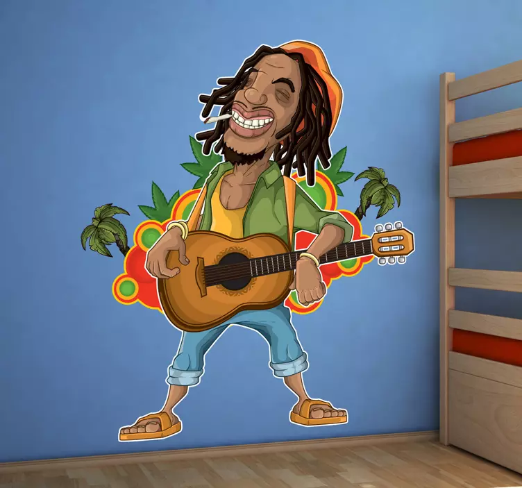 Rastafari Bob Marley Jamaica muursticker - TenStickers