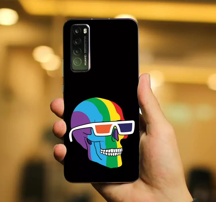 Regenboog schedel huawei sticker - TenStickers
