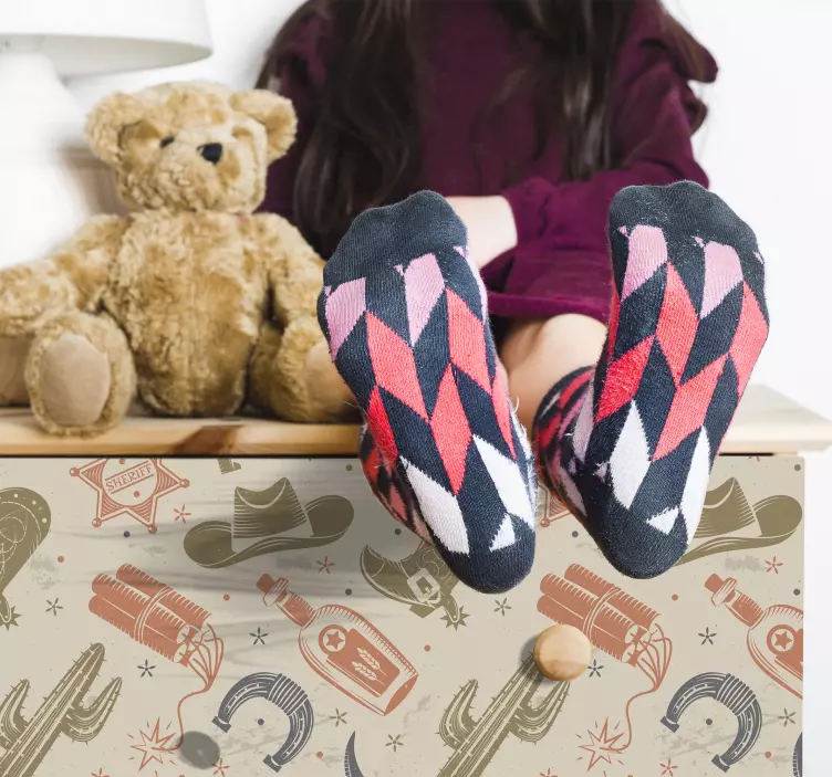 Retro cowboy-elementen decoratie sticker - TenStickers