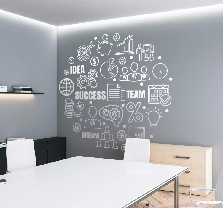 Ronde muursticker met bedrijfs iconen - TenStickers