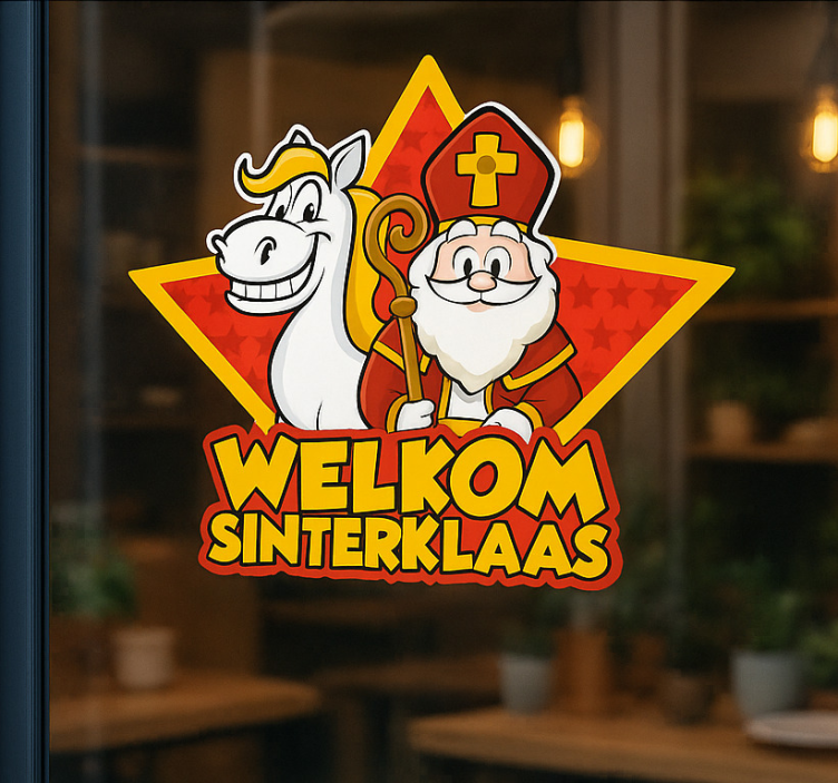Rood gele ster welkom etalage sticker - TenStickers