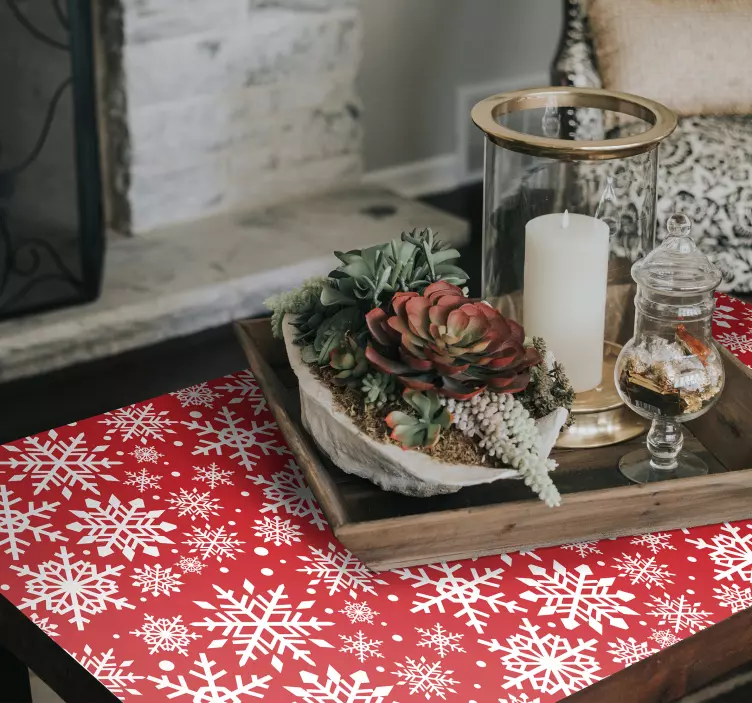 Rood sneeuwvlokpatroon feestdagen sticker - TenStickers