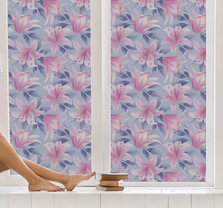 Roze bloemenprint raamsticker - TenStickers