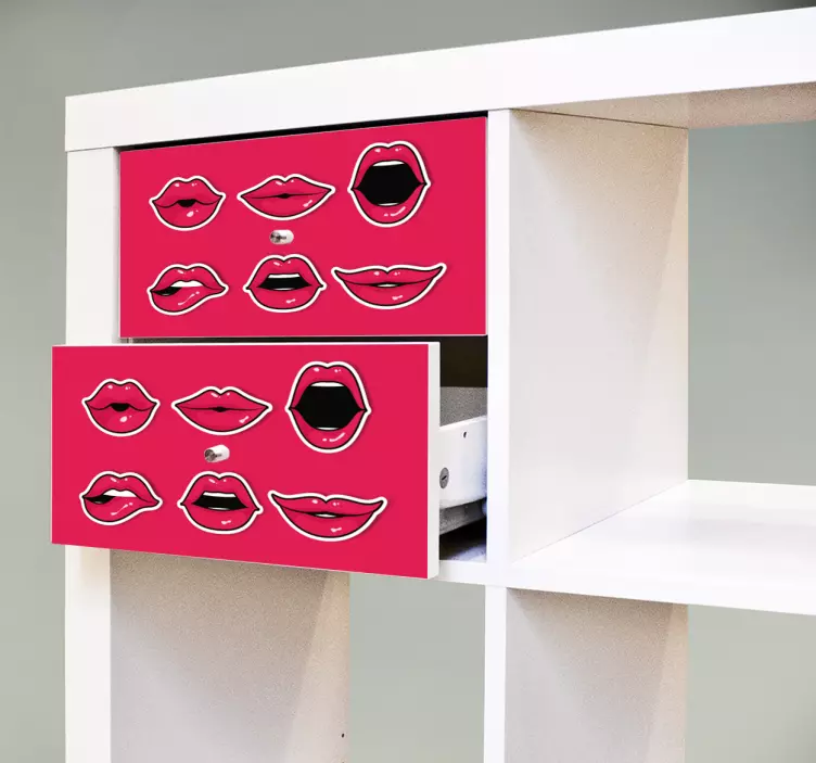 Roze sticker lips muursticker - TenStickers