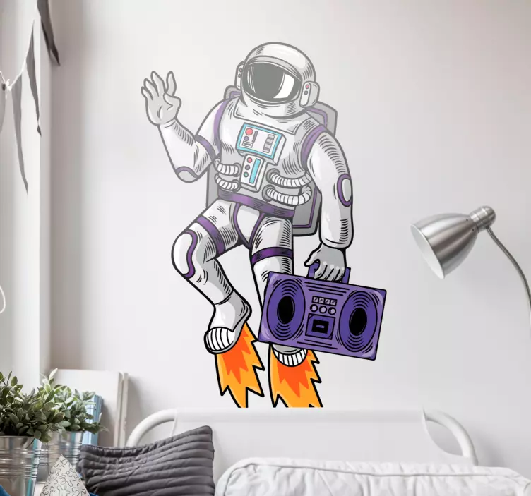 Muursticker vliegende astronaut - TenStickers