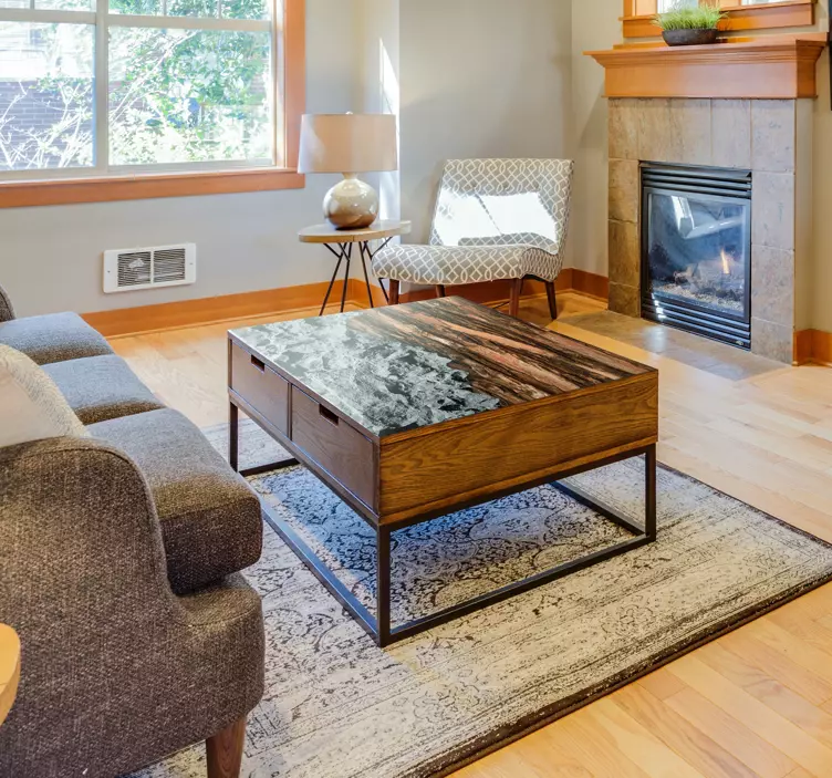 Brandhout en steen meubel sticker - TenStickers