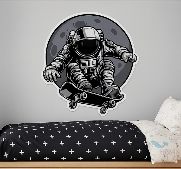 Schaatser astronaut fotobehang zelfklevend - TenStickers
