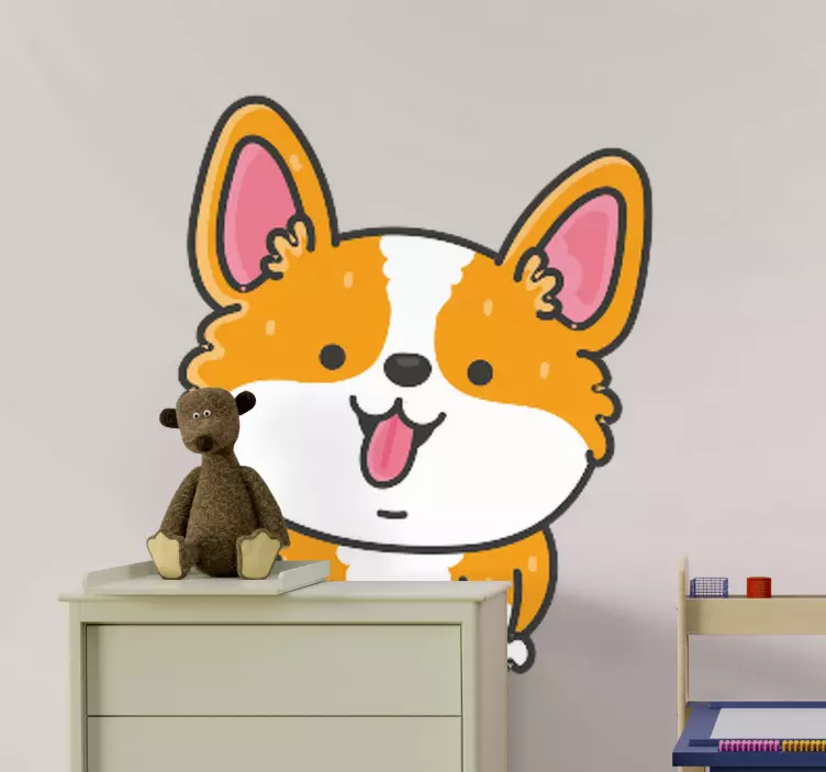 Blije corgi sticker kat en hond - TenStickers