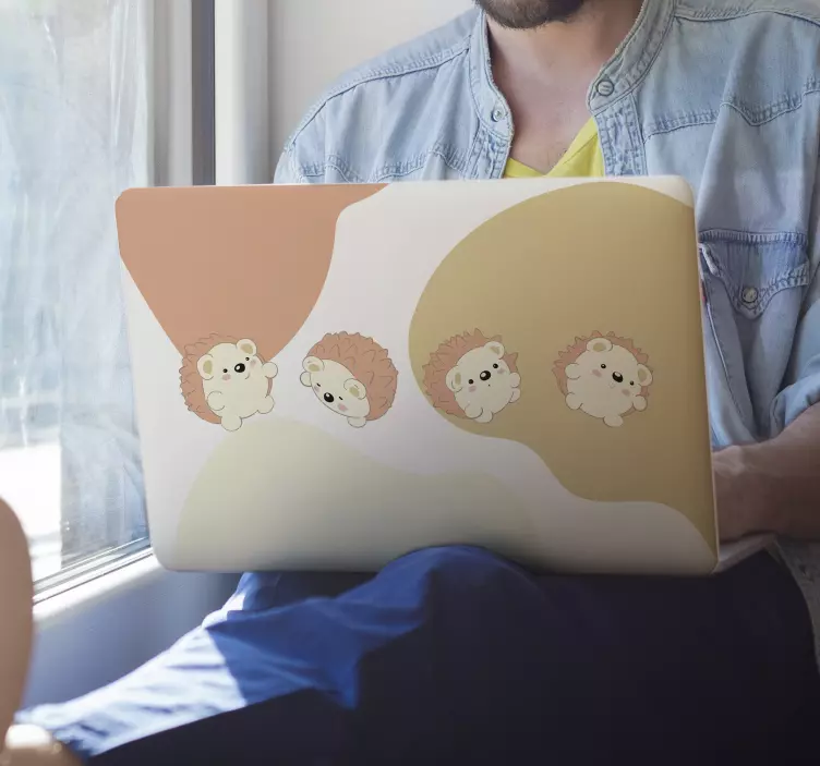 Beige egelpatroon laptop skin - TenStickers
