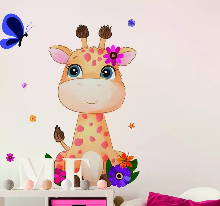 Schattig girafkarakter sticker kat en hond - TenStickers