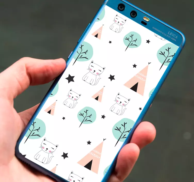 Schattig kattenpatroon huawei sticker - TenStickers
