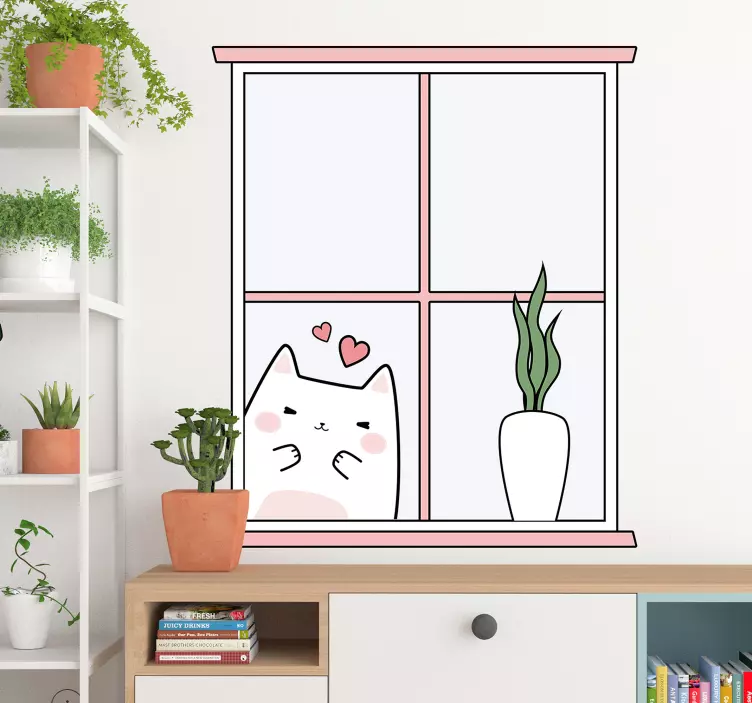 Schattig kattenraam locatie sticker - TenStickers