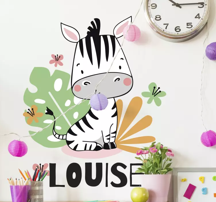 Schattig zebrafiguur muursticker kinderkamer - TenStickers