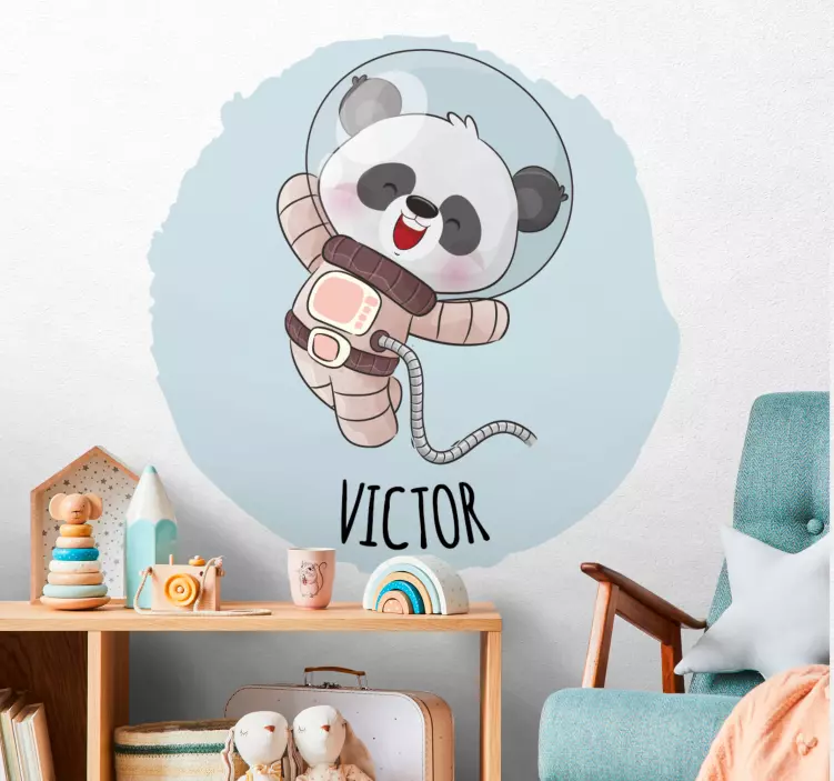 Schattige astronaut panda muursticker kinderkamer - TenStickers