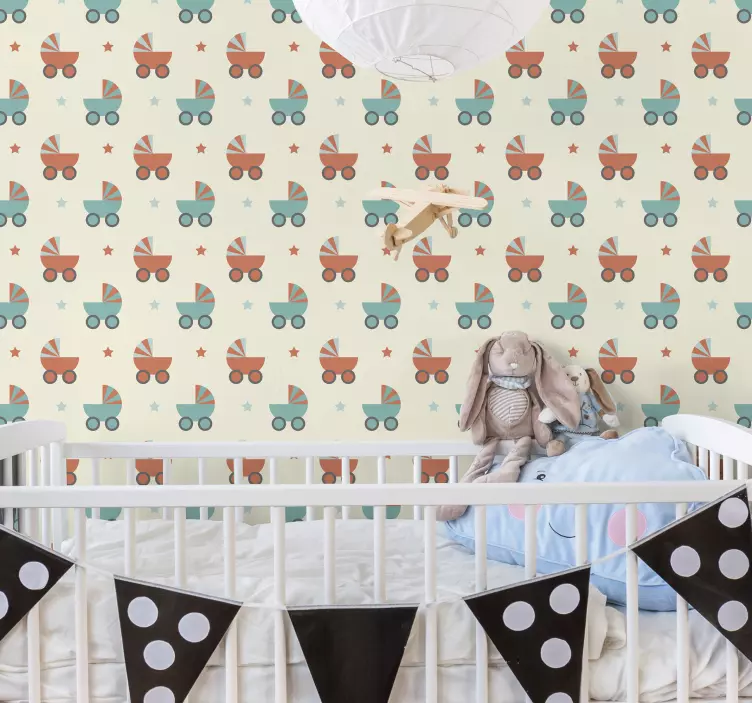 Schattige baby kinderwagens muursticker kinderkamer - TenStickers